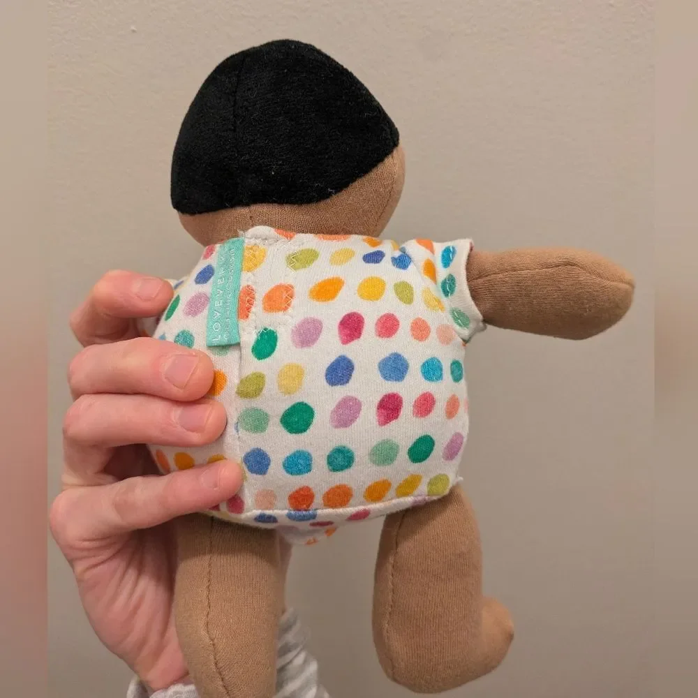Lovevery Baby Avery Colorful Polka Dot Plush Doll Babbler brown dark